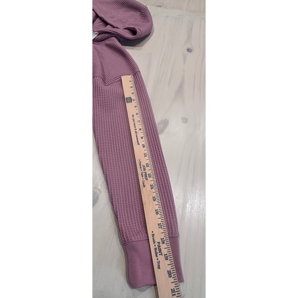 LL Bean Womens Large Mauve Waffle Knit Full Zip Hoodie Thermal Jacket 517785 - Picture 10 of 12